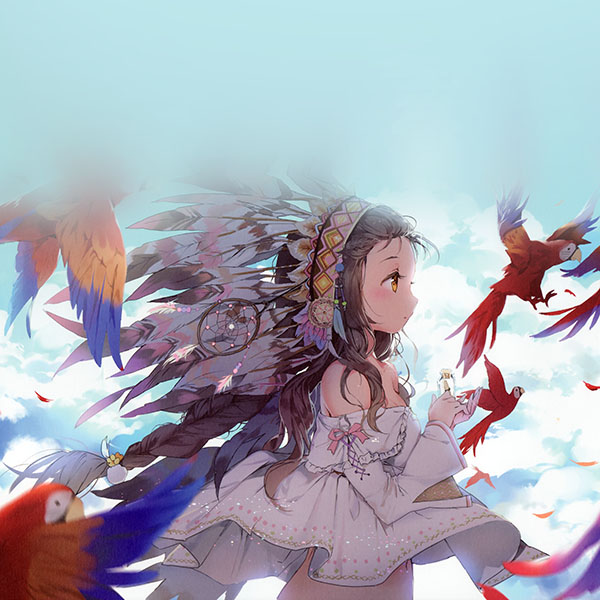 papers.co-ag39-indian-girl-anime-birds-illust-art-wallpaper